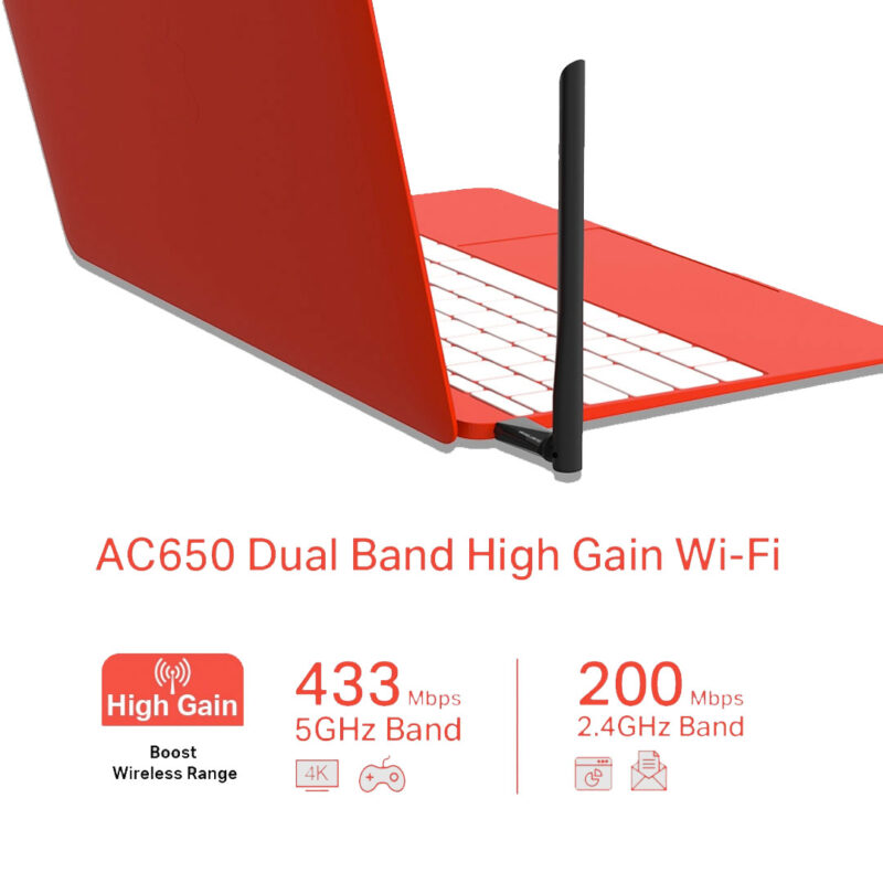 ⁦MU6H محول واي فاي USB مزدوج النطاق AC650 مع هوائي – سرعة فائقة لويندوز⁩ - الصورة ⁦4⁩