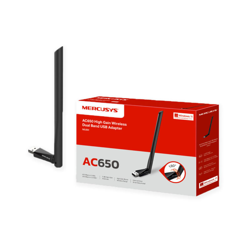 ⁦MU6H محول واي فاي USB مزدوج النطاق AC650 مع هوائي – سرعة فائقة لويندوز⁩ - الصورة ⁦2⁩